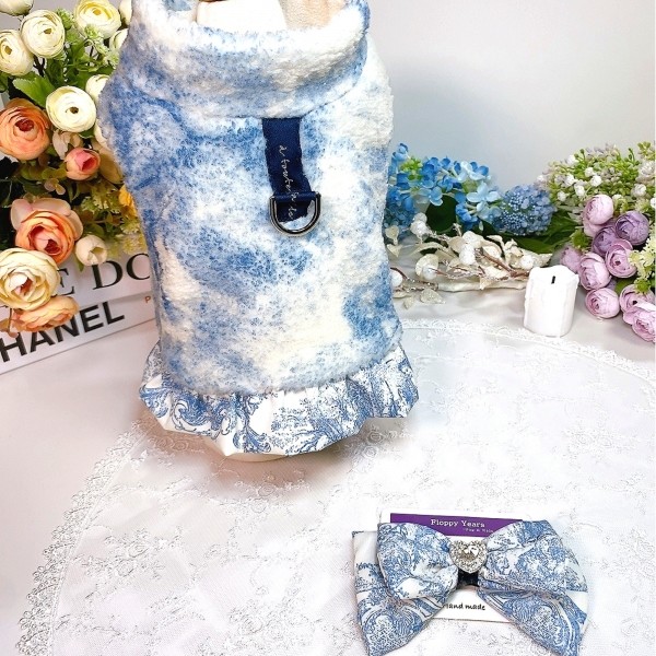 페오펫몰,[플로피이얼스][꽃길특가]중세프린트 플리스 강아지조끼,애견의류, 강아지겨울아우터,겨울플리스점퍼