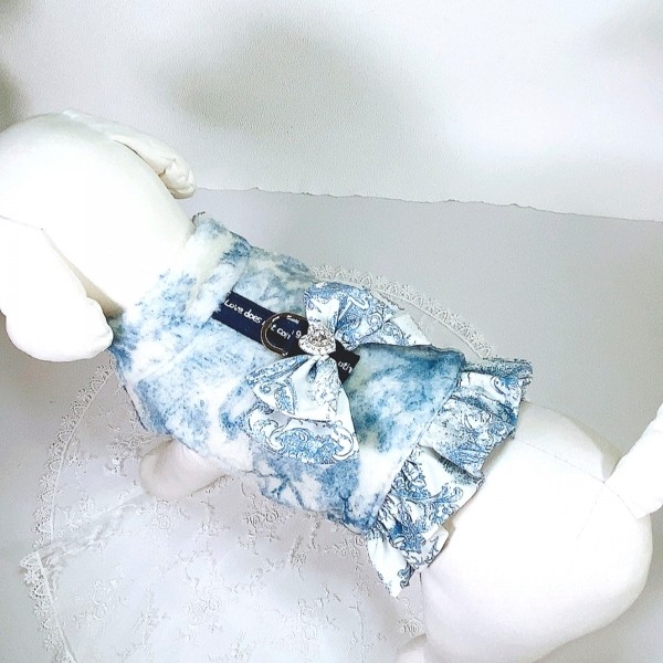 페오펫몰,[플로피이얼스][꽃길특가]중세프린트 플리스 강아지조끼,애견의류, 강아지겨울아우터,겨울플리스점퍼