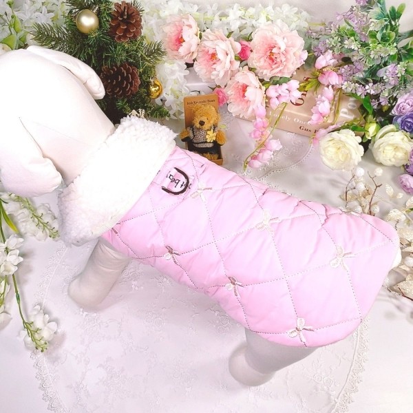 페오펫몰,[꽃길특가]핑크허니 퀼팅패딩 강아지겨울옷, 강아지아웃터 패딩조끼,애견의류,D링,강아지패딩