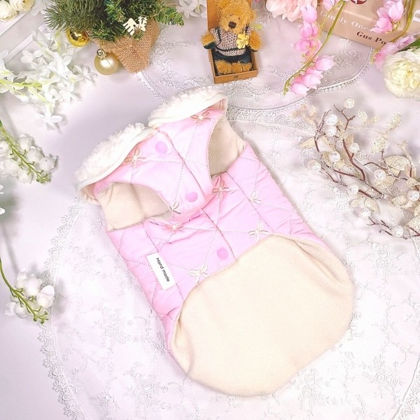 페오펫몰,[꽃길특가]핑크허니 퀼팅패딩 강아지겨울옷, 강아지아웃터 패딩조끼,애견의류,D링,강아지패딩