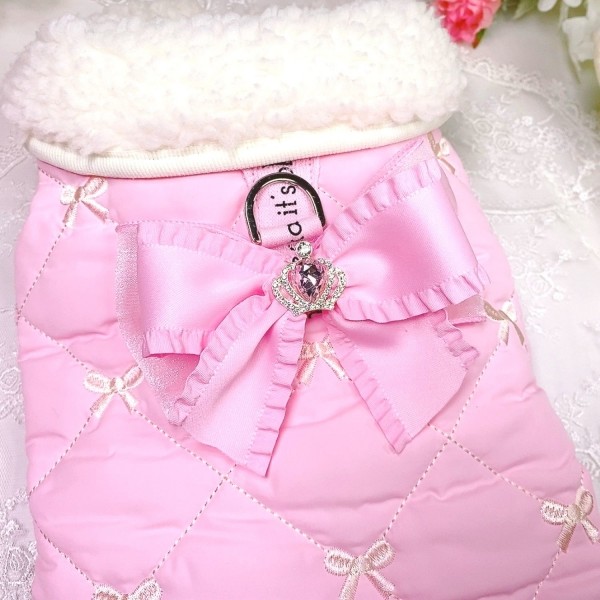 페오펫몰,[꽃길특가]핑크허니 퀼팅패딩 강아지겨울옷, 강아지아웃터 패딩조끼,애견의류,D링,강아지패딩