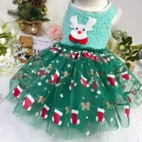 [감사특가]플로피이얼스,크리스마스 강아지크리스마스 코스튬 양말 강아지튜튜드레스애견원피스