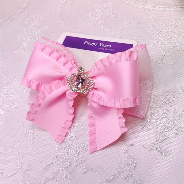 페오펫몰,[설날특가]핑크프릴강아지리본,강아지악세사리아동리본,여아헤어핀