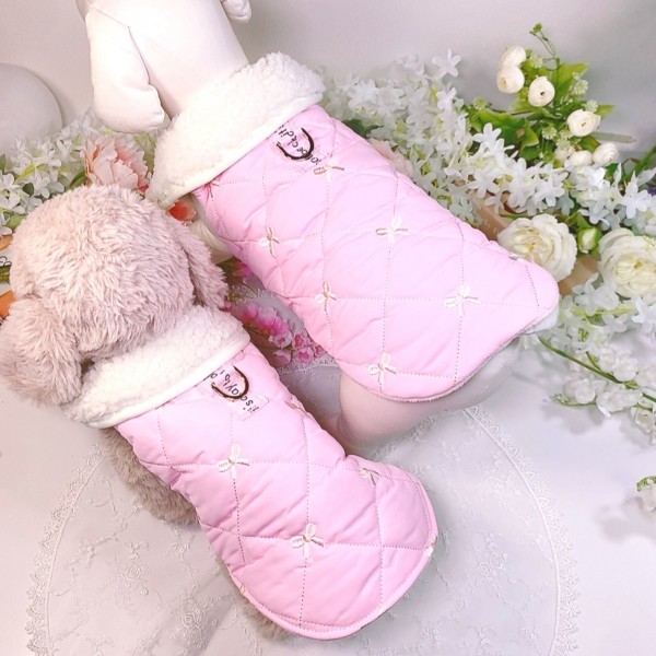 페오펫몰,[꽃길특가]핑크허니 퀼팅패딩 강아지겨울옷, 강아지아웃터 패딩조끼,애견의류,D링,강아지패딩