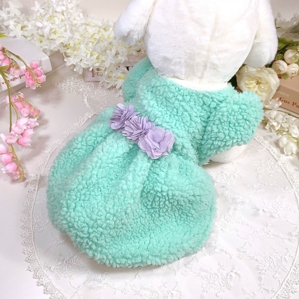 페오펫몰,[꽃길특가]멜론벌룬 플리스 강아지드레스 뽀글이드레스,강아지후리스,강아지옷