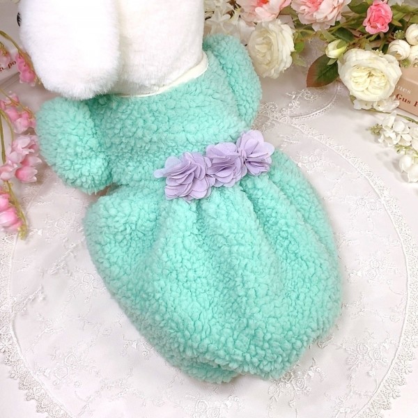 페오펫몰,[꽃길특가]멜론벌룬 플리스 강아지드레스 뽀글이드레스,강아지후리스,강아지옷