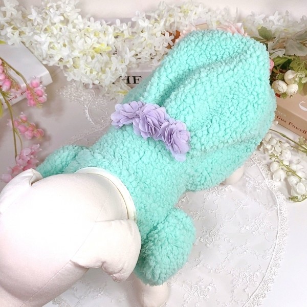 페오펫몰,[꽃길특가]멜론벌룬 플리스 강아지드레스 뽀글이드레스,강아지후리스,강아지옷