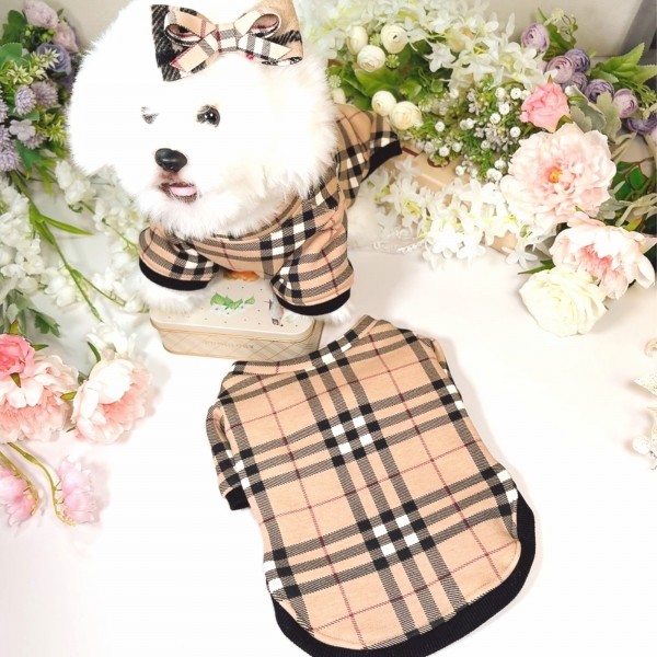 페오펫몰,[꽃길특가]체크안기모 스판티셔츠,강아지옷,스웻셔츠,애견옷,퍼스카프,채크리본