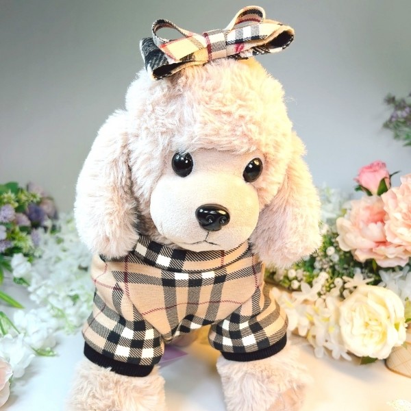 페오펫몰,[꽃길특가]체크안기모 스판티셔츠,강아지옷,스웻셔츠,애견옷,퍼스카프,채크리본