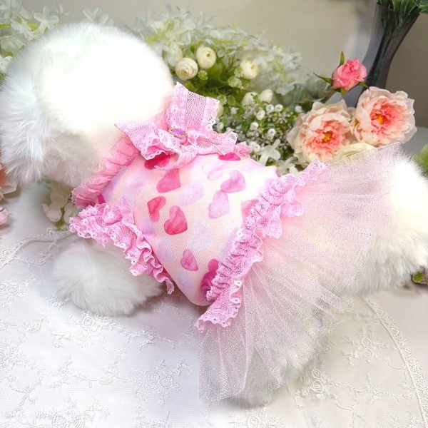 [꽃길특가]하트샤샤 강아지드레스,강아지원피스,애견옷