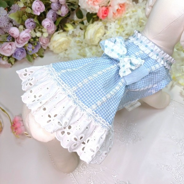 페오펫몰,플로피이얼스[꽃길특가]플로럴 레이스 ,강아지 드레스  원피스 헤어리본