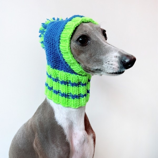 페오펫몰,[완제품/강아지 손뜨개 모자] 폼폼 발라클라바
