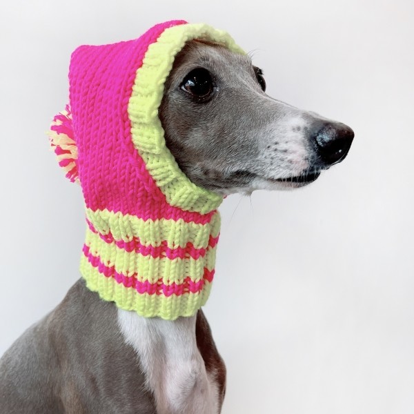 페오펫몰,[완제품/강아지 손뜨개 모자] 폼폼 발라클라바