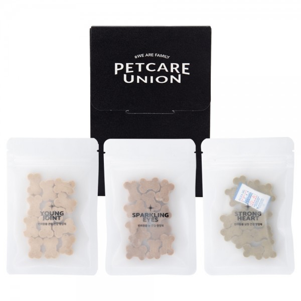 페오펫몰,[펫케어유니온] 강아지영양제 3종 세트 눈 심장 관절 체험키트 /25gX3개