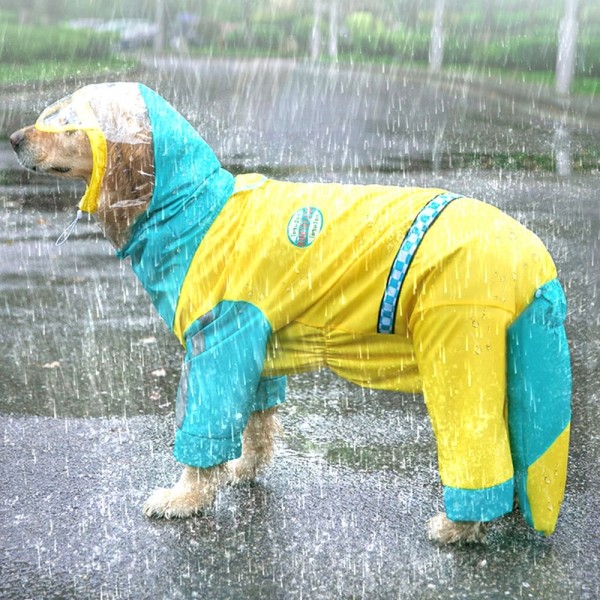 페오펫몰,개과천선 빅메쉬 우비 강아지 레인코트 민트 옐로우