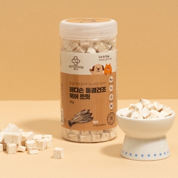 페오펫몰,[페디슨] 강아지 고양이 동결건조 간식 북어 트릿 95g [최저가]