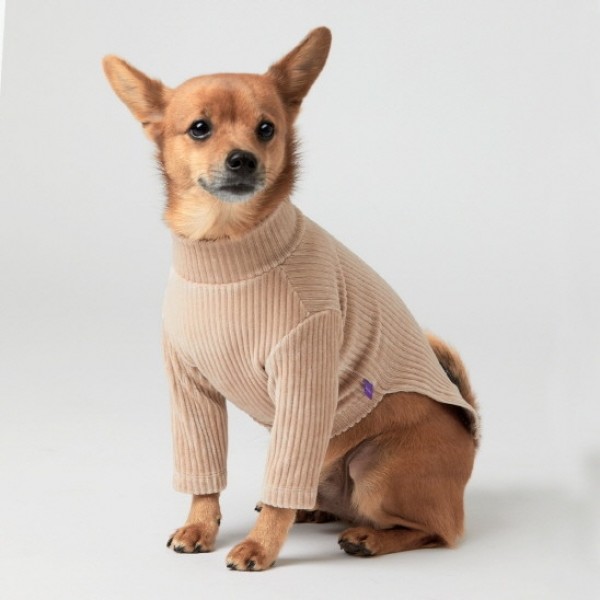 페오펫몰,페딕트 코듀로이 하이넥 티셔츠 베이지 (S~XL) [최저가]