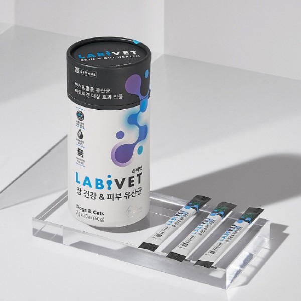 페오펫몰,라비벳 강아지 고양이 장 건강&피부 유산균 60g(2gx30포) [최저가]