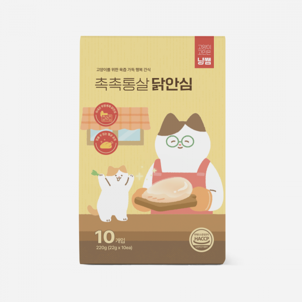 페오펫몰,[꽃길특가][핏펫]냥쌤 레시피 육즙 가득 촉촉한 통살 닭 안심 10개입(22g*10ea)