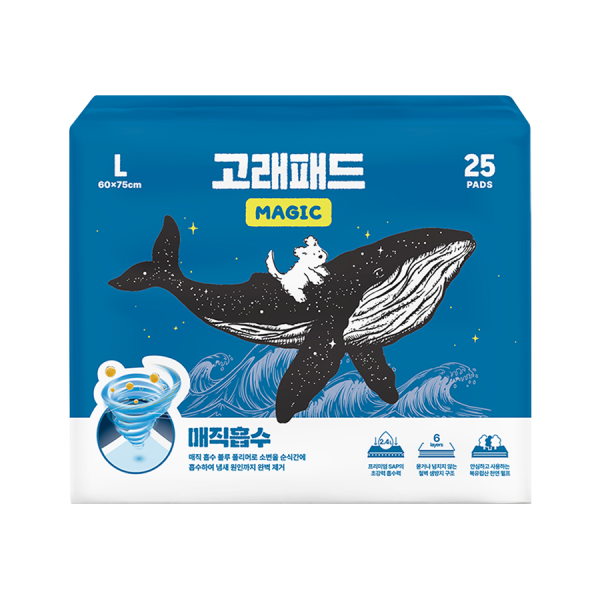 페오펫몰,[꽃길특가][핏펫] 압도적인 흡수력 고래패드 매직흡수 강아지 배변패드[표준형/대형]