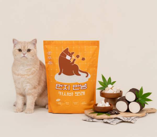 [핏펫] 포우장 먼지안녕 카사바 고양이 천연모래  (3.2kg*3개입)